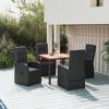 VidaXL Garden Dining Set Cushions 5pcs Black Wicker, Dining Set, Dining Set 3157598