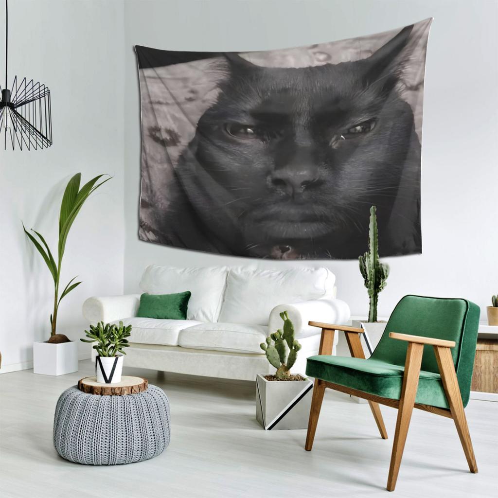 VIKAMA Fantasy Cat Man Tapestry Face Bohemian Living Room Artist Studio Theme Coffee Shop Decoration