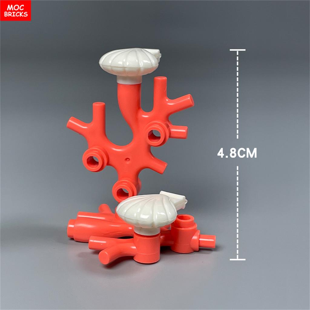 MOC Bricks Ocean Animal Plant Coral Sea Scene Shark Octopus Manta Fish Clownfish Building Blocks Toys Children Gift