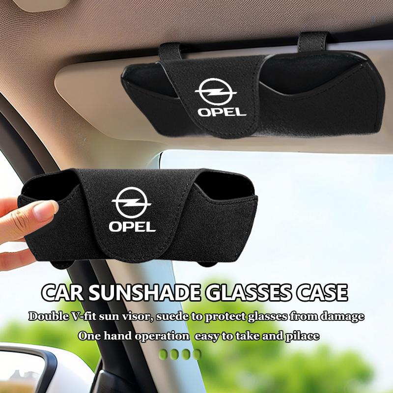 Car Glasses Case Sun Visor Suede Clip Magnetic Card Ticket Holder For Opel Astra H G J Insignia Corsa Zafira Meriva Mokka
