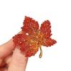 Elegant Rhinestone Red Maple Leaf Brooch for Women - Retro Floral Design