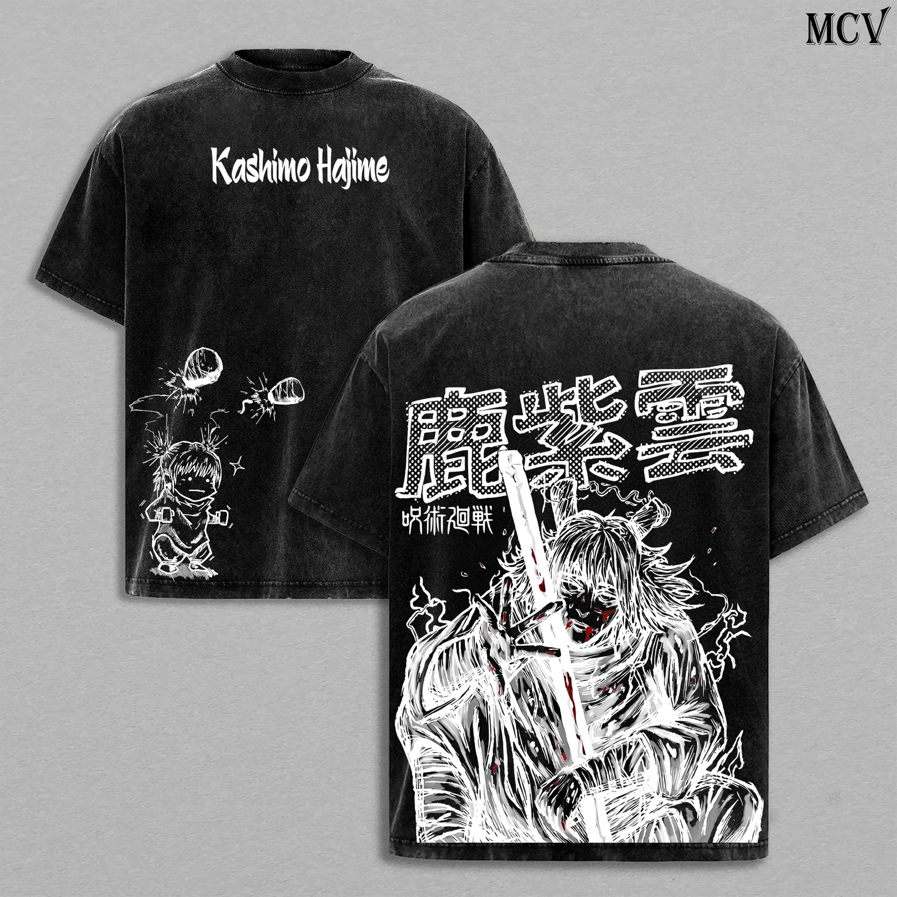 Jujutsu Kaisen Kashimo Hajime T-shirt Vintage Washed Tshirt For Men s Unisex Clothing Cotton Tees Tops S