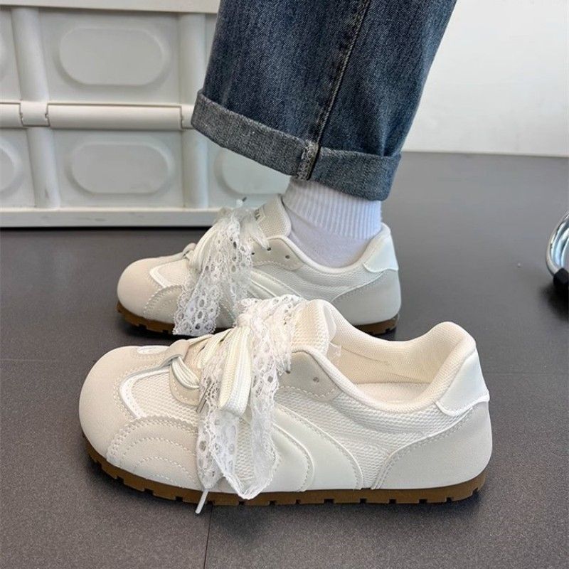 Fashion ballet women's summer new mesh breathable board shoes retro flat casual white shoes