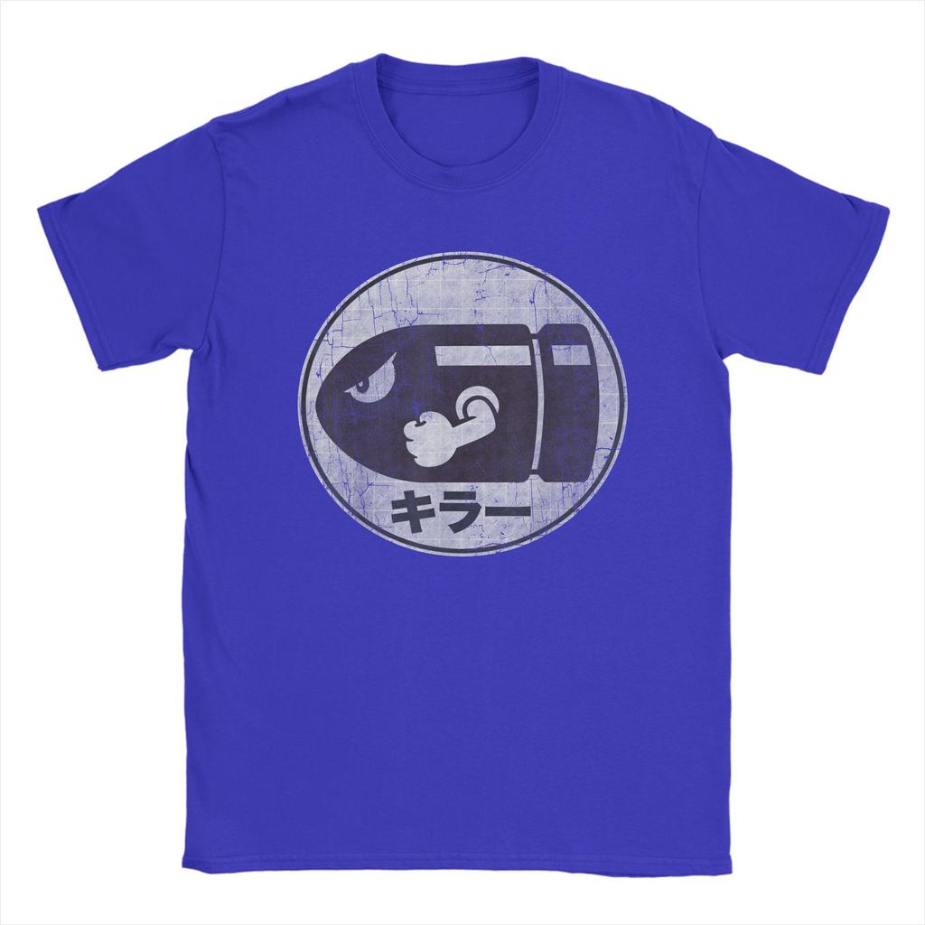 Roliga Super Marios Bullet Bill Distressed Kanji Logo T-shirts för Män Crewneck Bomulls T-shirt T-shirt Presentidé Kläder