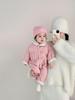 Coffee-Colored Fleece-Lined Baby Romper: Trendy Padded Cotton Jumpsuit for Boys/Girls
