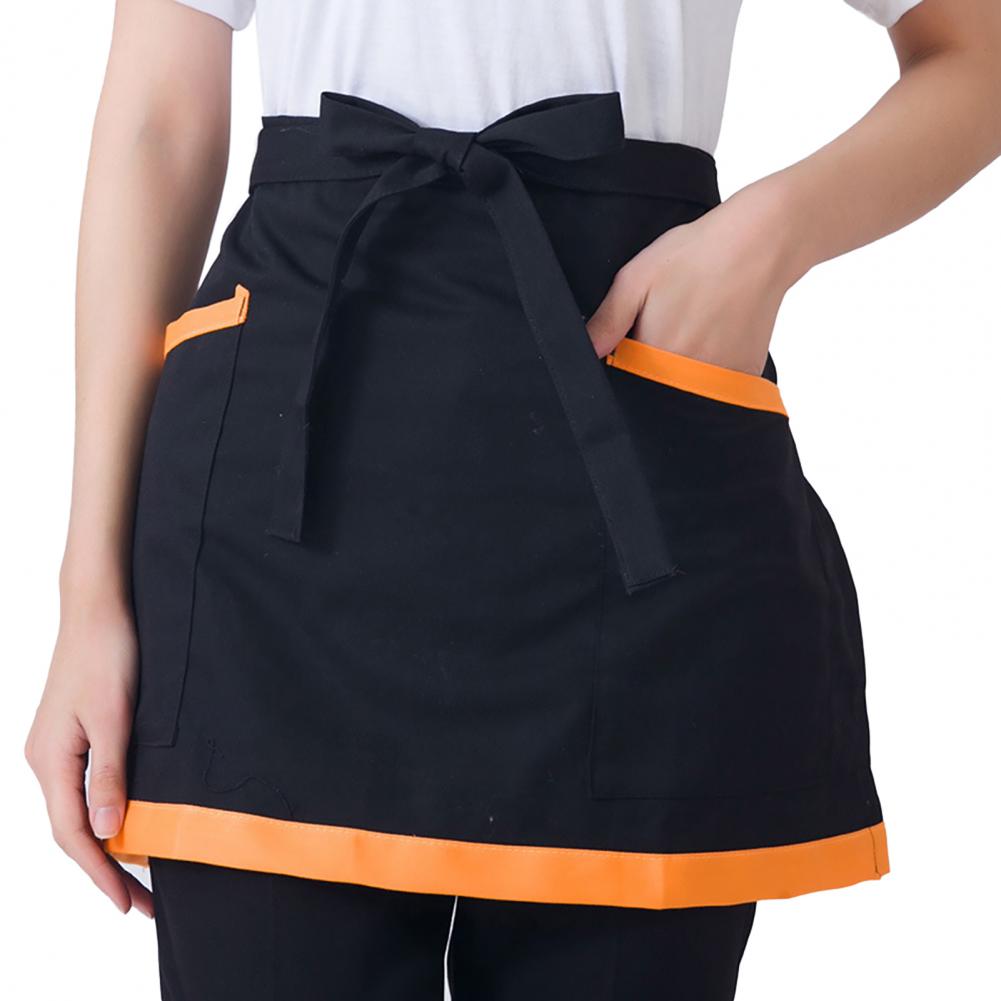 Kitchen Cooking Apron Unisex Striped Plaid Apron With Pocket Waterproof Men Women Waist Apron For Restaurant Bar Short Pinafore