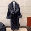 New Autumn and Winter Fur Coat Women's Rabbit Fur Fur Fur Integrated Long Style Real Fox Fur Fur Collar Fashionable Warm Coat Women