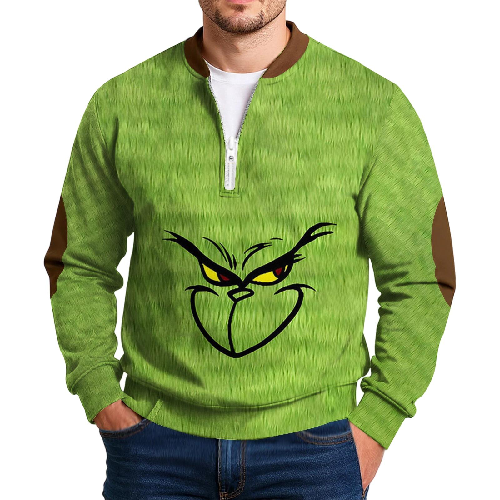 

Men S Outdoor Zipper Long Sleeved Sportswear Casual Sweatshirt XXL зелёный