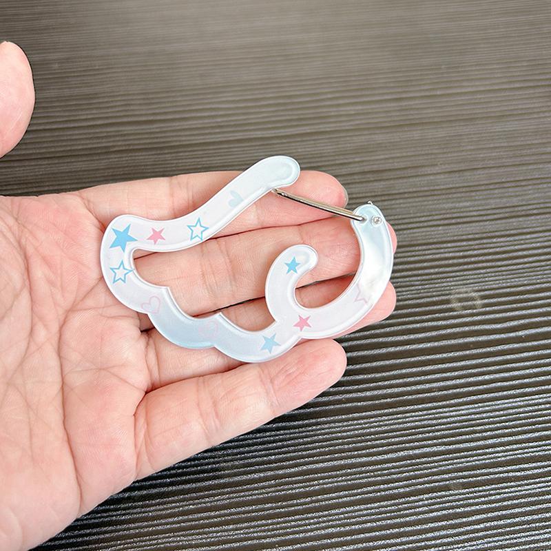 1 Piece Cute Music Wings Hollow Out Climbing Buckle Acrylic Keychain Sweet Doll Bag Pendant Charm Adorable  Accessories