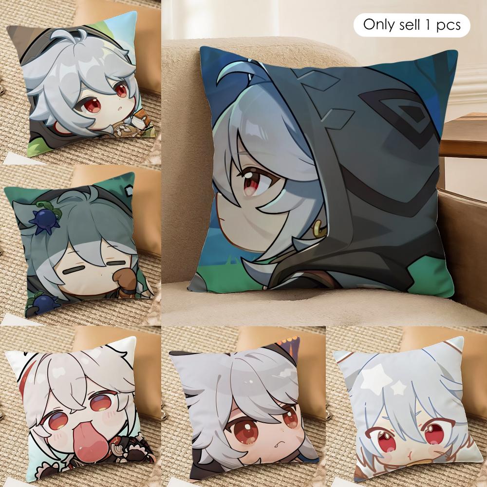 Razor Cute Cute Genshin Impact Cushion Cover Silky Short Plush Invisible Zipper Dustproof Sofa Pillow Case For Home Decor