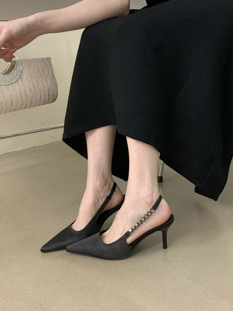 fashion Fashion Women Sandals 2024 New Arrivals Party Pumps Stiletto Thin High Heels Silver Black Dress Shoes Woman Size 35-39 Wedding