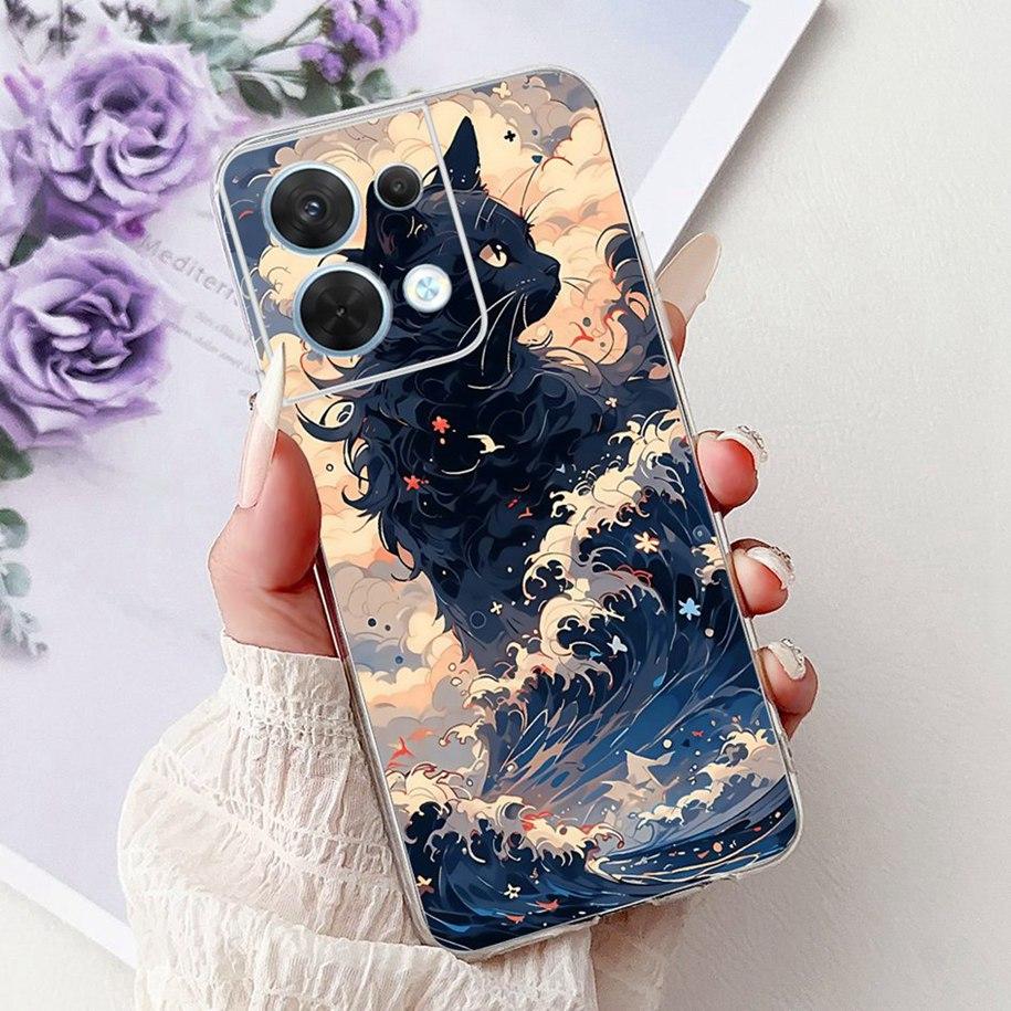 For OPPO Reno 8 Case CPH2359 Cover Cute Cartoon Cat Carp Lion Soft Silicone Shockproof Bumper For OPPO Reno8 Pro 5G CPH2357 Capa