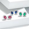 Zodiac Stone Gemstone Stud Earrings: Exaggerated Royal Blue Sapphire Sunflower Design In European and American Style.