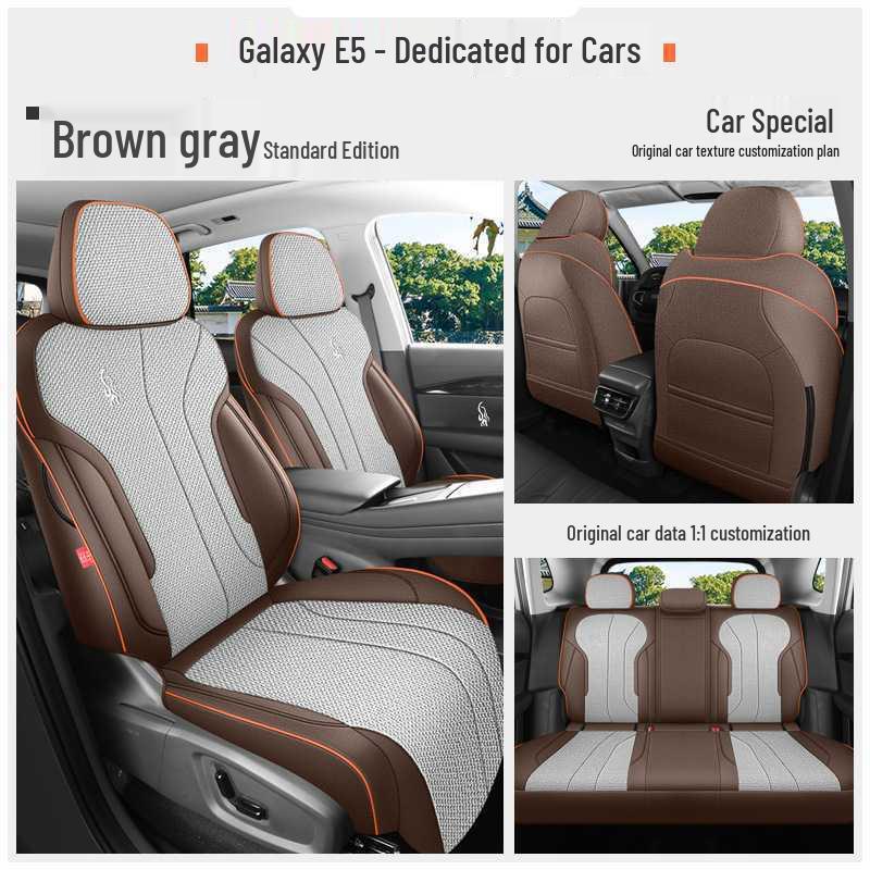 All-Season Breathable Linen/Hemp Seat Covers for Geely Galaxy E5 - Full Coverage