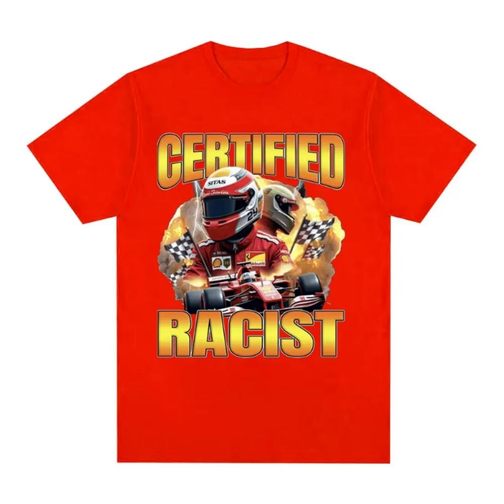 Professional Certified Racist Racing Enthusiast Men, Fashionable Retro T-shirt, Pure Cotton Casual Oversized T-shirt