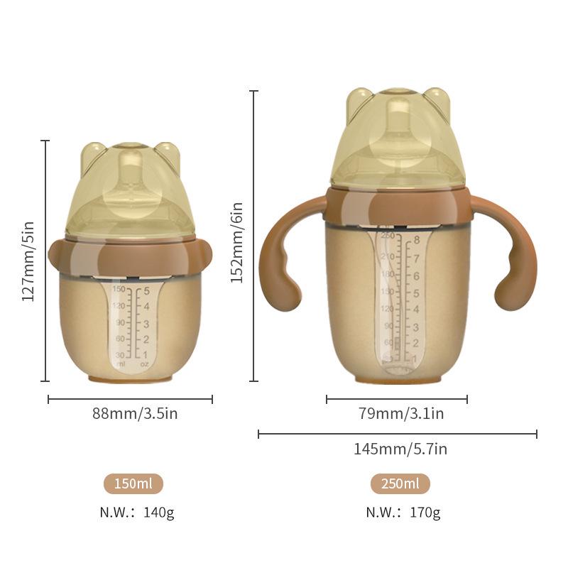 Silicone Wide Mouth Baby Bottle with Anti-Colic Nipple & Rice Cereal Spoon