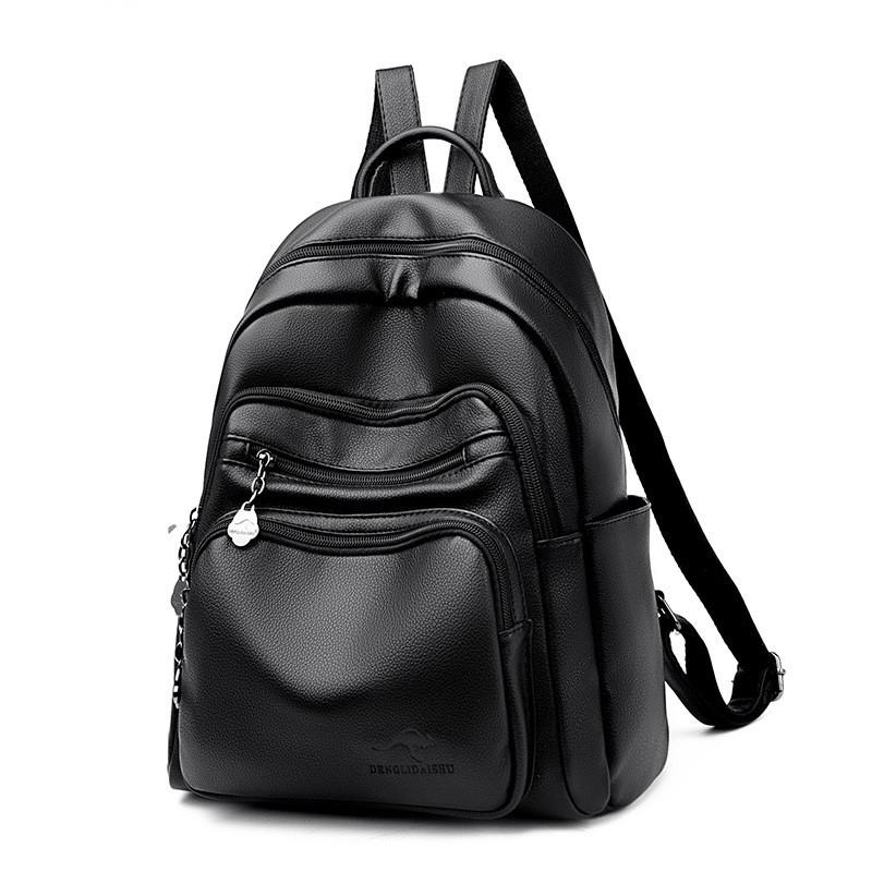 IELGY Black Backpack Korean Version Travel Large Capacity Backpack