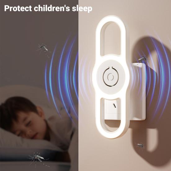 Mosquito Repellent Lamp Silent Operation LED Night Light Ultrasonic Chemical-Free Mosquito Deterrent for Bedroom Living Room Office Kid Pet Safe