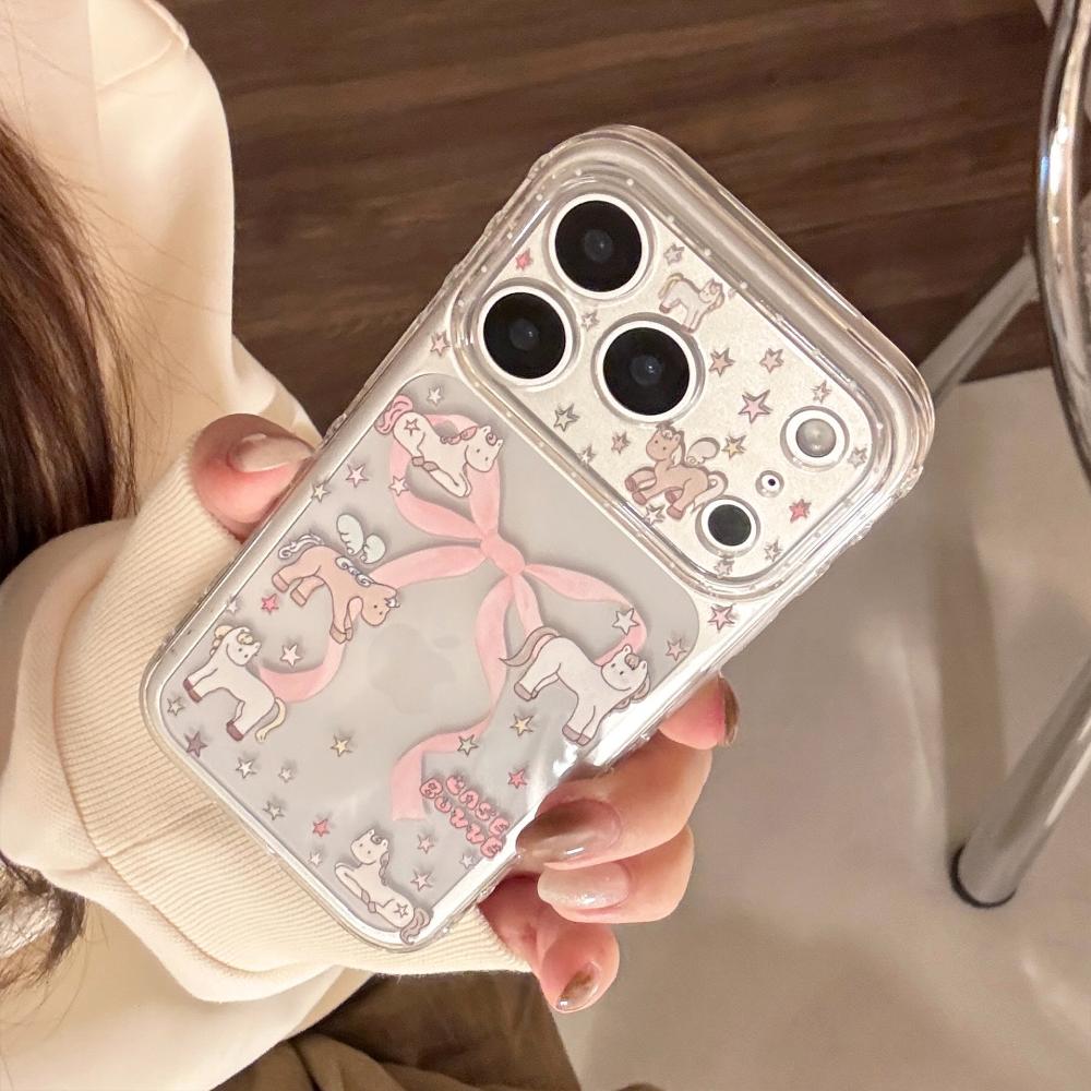 Transparent Rosa Pony Geeignet für Apple 17 Handyhülle Iphone16promax Modische Beliebte Handyhülle
