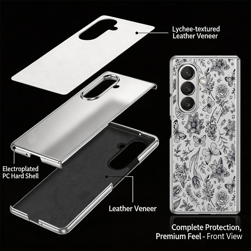 Pastoral Wildflower Case For Samsung Z Fold 8 Ultra 7 6 5 Hybrid 3in1 Leather Skin Plating Folding Phone Cover For Galaxy Z Fold8 Fold7 Fold6