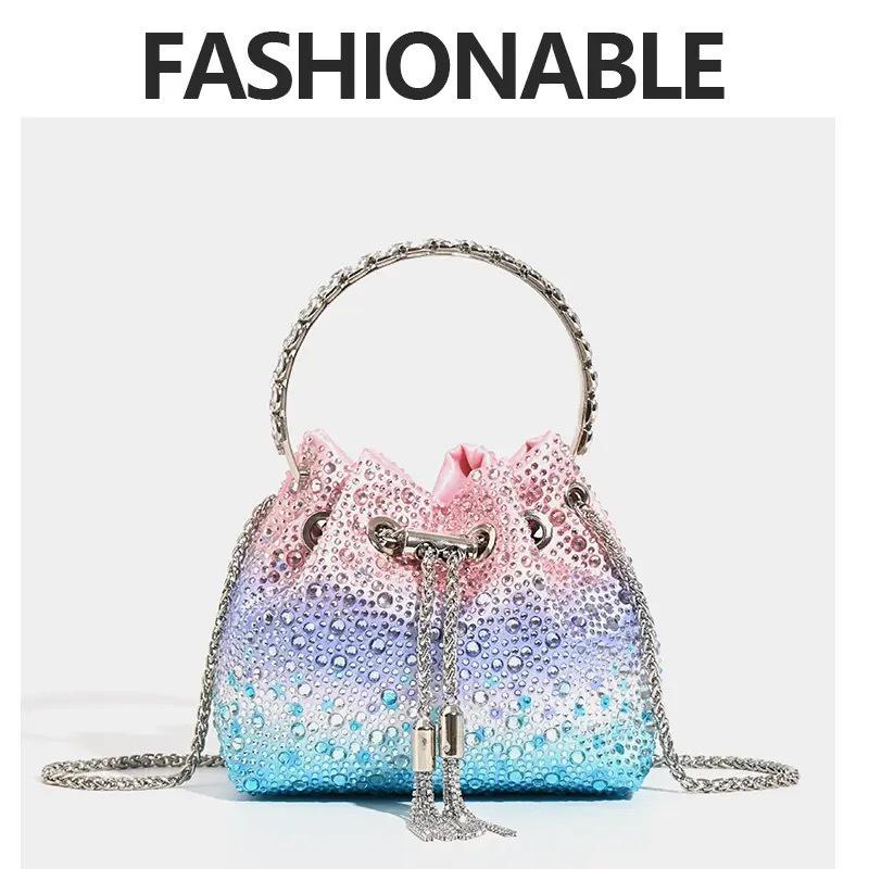 

2025 High-Value Rhinestone Sequin Chain Bucket Bag - Handheld, Shoulder, or Crossbody