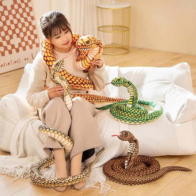 Large Simulated Cobra Doll Plush Toy Zoo Big Snake Coiled Snake Doll Tricky Fake Snake Doll