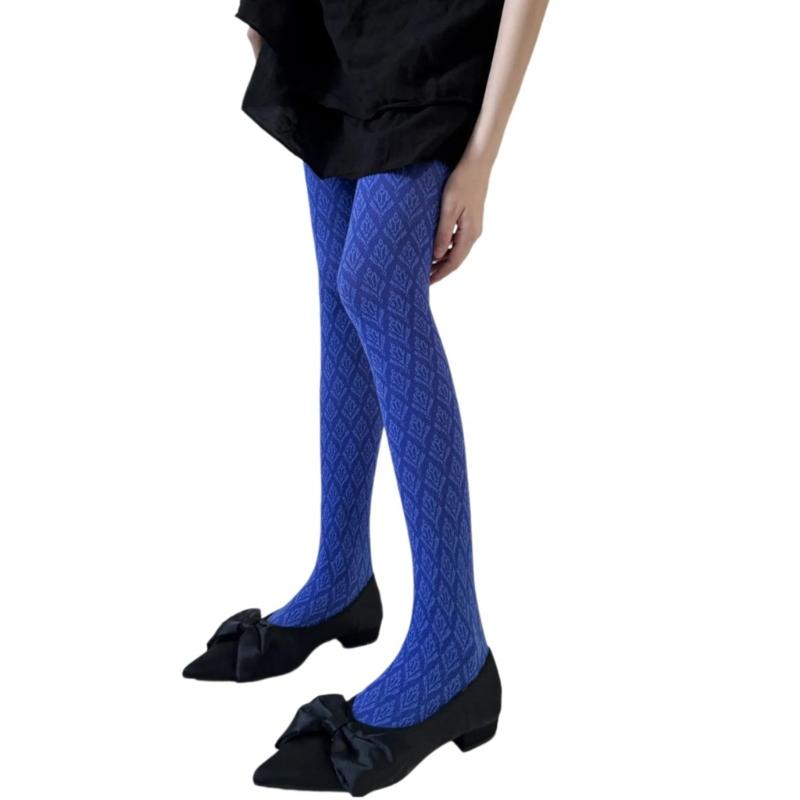 Women Vintage Sweet Girls Slimming Pantyhose Stockings Dark Floral Patterned Opaque Silky Skinny Tights Leggings Hosiery