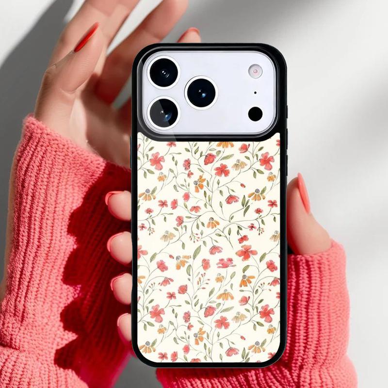 Vintage Flower Phone Case for iPhone 17 Air 16e 15 14 13 Pro Max Back Cover for 12 11 Pro Coque