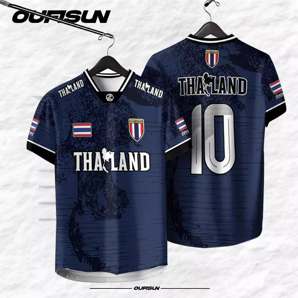 

ТАИЛАНД Футбол Футбол Футболка с круглым вырезом Национальный флаг Логотип слона Значок Унисекс Мужчины Женщины ДЖЕРСИ Принт Быстросохнущая С коротким рукавом Форма 5XL