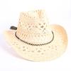 Popolare cappello western da cowboy classico europeo e americano con traforo, moda uomo e donna, cappello di paglia traspirante per le vacanze, parasole