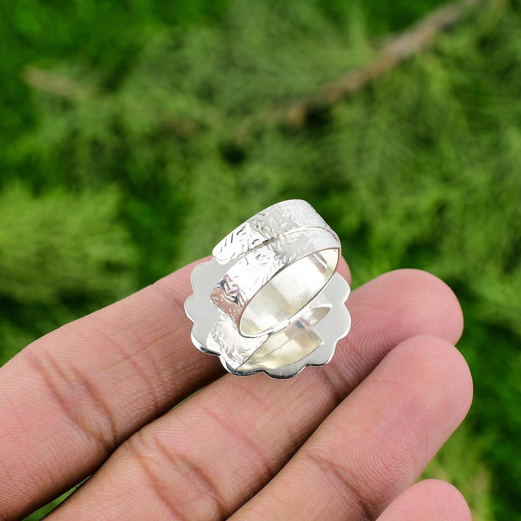 925 Sterling Silver Aquarmarine Stone Birthday Elegant Promise Statement Ring