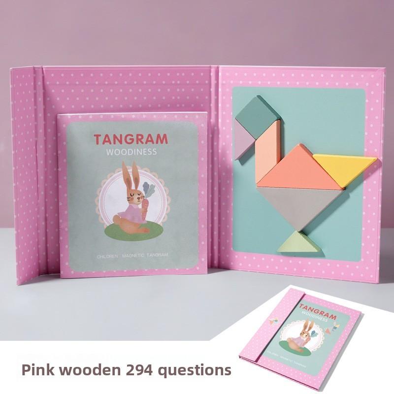 Magnetic Tangram Puzzle With Wooden Material For Childrens Brain Development Education Toy
