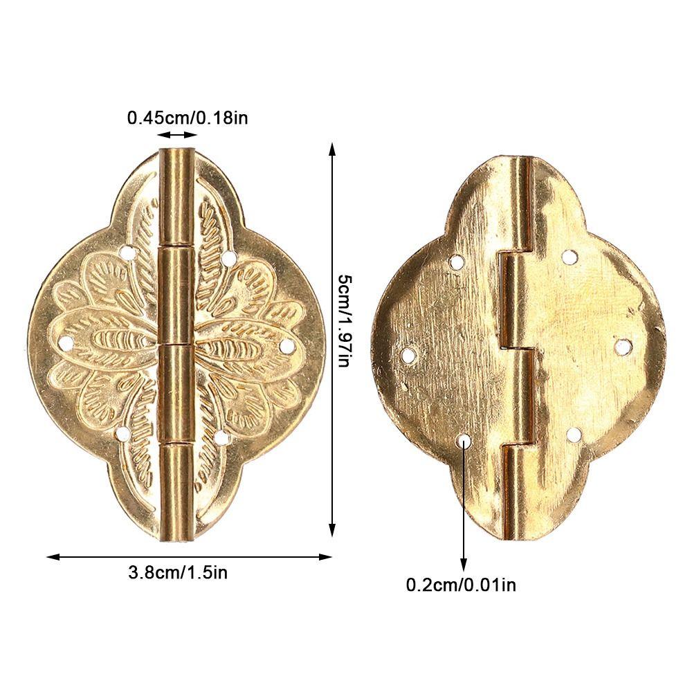 2pcs Brass Small Brass Hinge Copper Embossing Folding Hinge Vintage Antique Hinge  Drawer