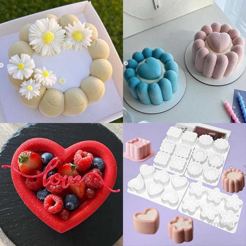 3D Herz/Stern/Rund/Quadrat Blume Pudding Silikon Mousse Form DIY Dessert Schokoladenform Kuchen Dekorationswerkzeuge Backformen