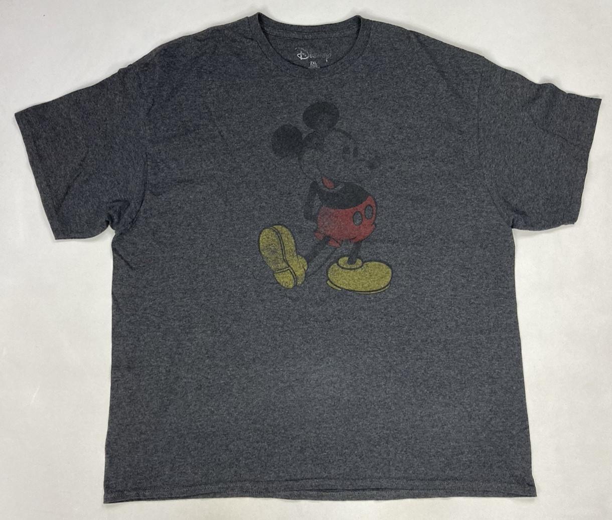 Disney Mickey Mouse Graphic T-shirt Men XXL Gray Short Sleeve M