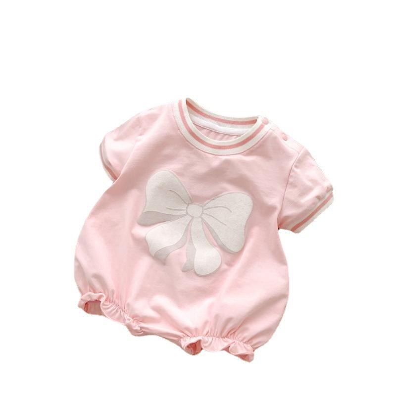 Baby Girl Summer Bow Print Romper - Cute & Comfortable