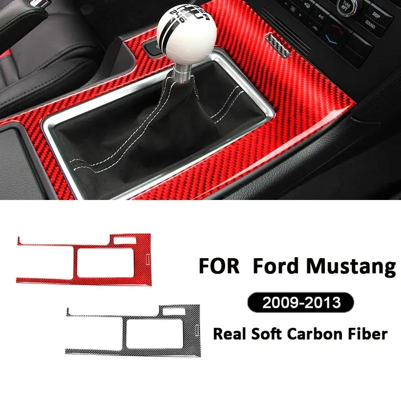 For Ford Mustang 2009-2013 Accessories Carbon Fiber Car Interior Central Console Gear Shifter Panel Frame Decoration Sticker