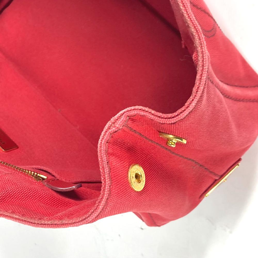 PRADA Logo Canapa SS MINI Bag Tote Bag Hand Bag Canvas Red
