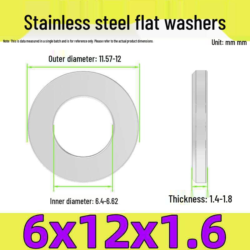 Stainless Steel Flat Washer Gasket, No Burrs, GB97 Standard (201/316/304)