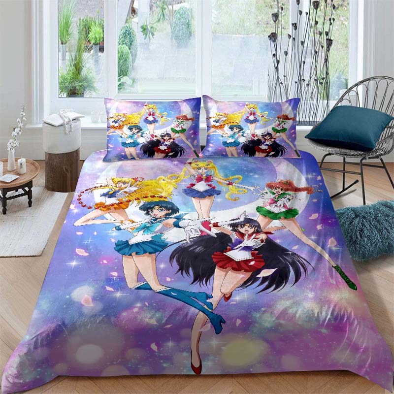 Anime/cartoon Style Tsukino Usagi Three-piece Luxury Bedding Set, Including Large and King Sizes, Perfect As A Holiday Gift.01
