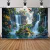 2D Rainforest Waterfall Backdrop, Tropical Nature Tapestry for Home