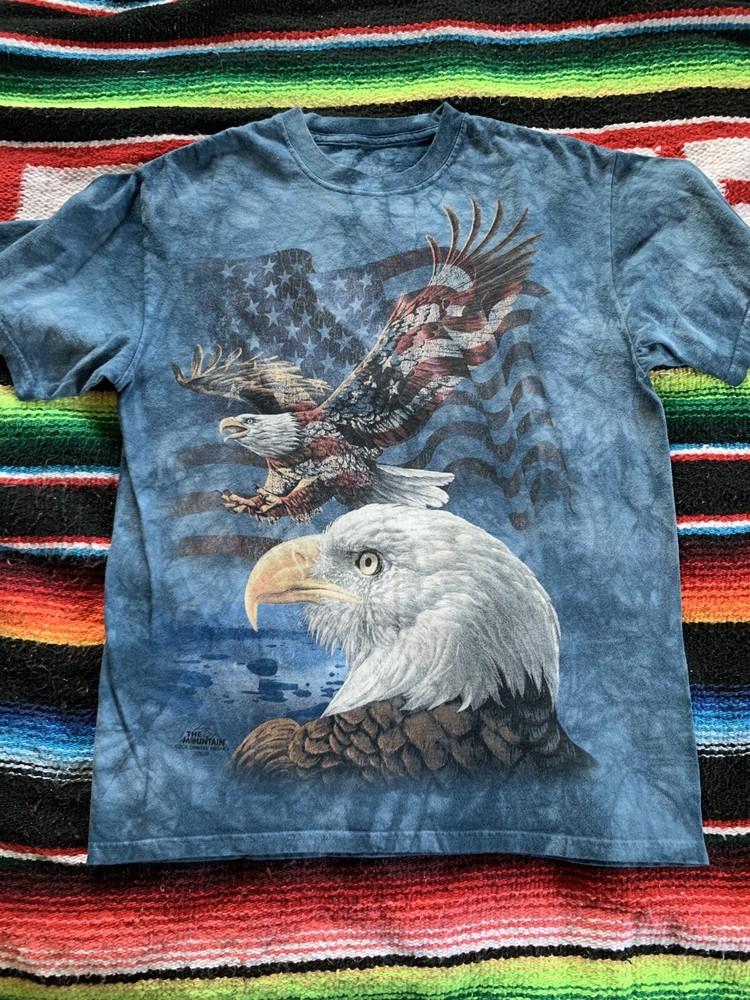 

The Mountain American Bald Eagle USA Short Sleeve Size M Blue Tye Dye Unisex T-Shirt XXXL