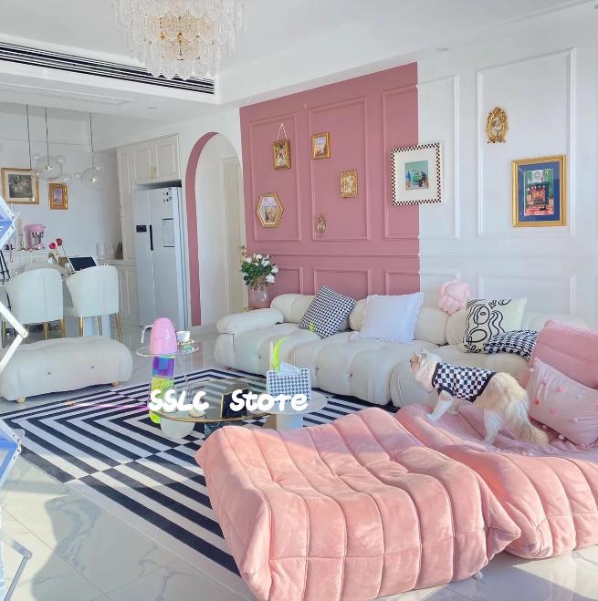 

Nordic Style Carpets for Living Room Checkerboard Bedroom Decor Girly Bedside Rug Thick Plush Floor Mat Large Area Cloakroom Rug 80*120cm