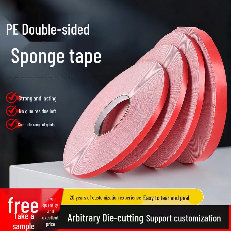 

EVA Red Double-Sided Foam Tape: Sound Insulation, Shockproof, Adhesive Sealing. 1mm thick * 1.0mm wide * 20m long