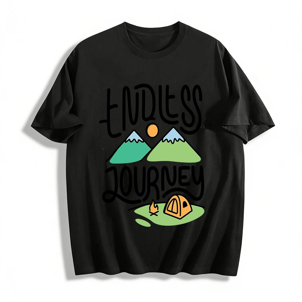 Endless Journey Camping Graphic Casual Outdoor Tee Pure cotton T-shirt XXS