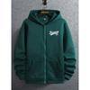 Minimalist English Number Graphic Print Men's Zip-Up Hoodie, Trendy Personality Pattern Hooded Sweatshirt, Casual Men's Top