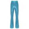 Womens Glittery Sequin Jazz Dance Pants Flared Design Elastic High Waist Rhinestone Decor Bell Bottom Trousers