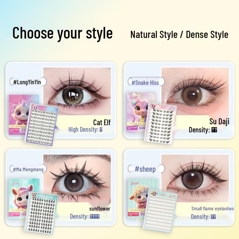 Manga Style Glue-free Self-Adhesive False Eyelashes: Wild Rabbit Clusters, Dense Curl, Large Capacity for a Natural Look