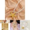 Elegant Yellow Starfish And Shell Alloy Pendant Necklace For Vacation Party Accessories