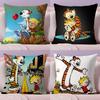 Comic C-Calvin And H-Hobbes Cushion Cover Plush Fabric Soft Double-Sided Printed Sofa Warm Winter Home Gift Pillow Cover